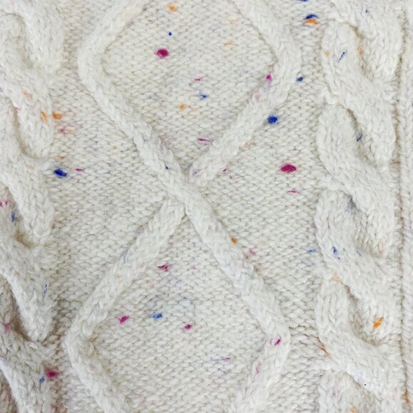 Chunky SOFT Cable Knit Sweater XL Rainbow Donegal Fall Winter COZY Cottage Cabin - Picture 10 of 12